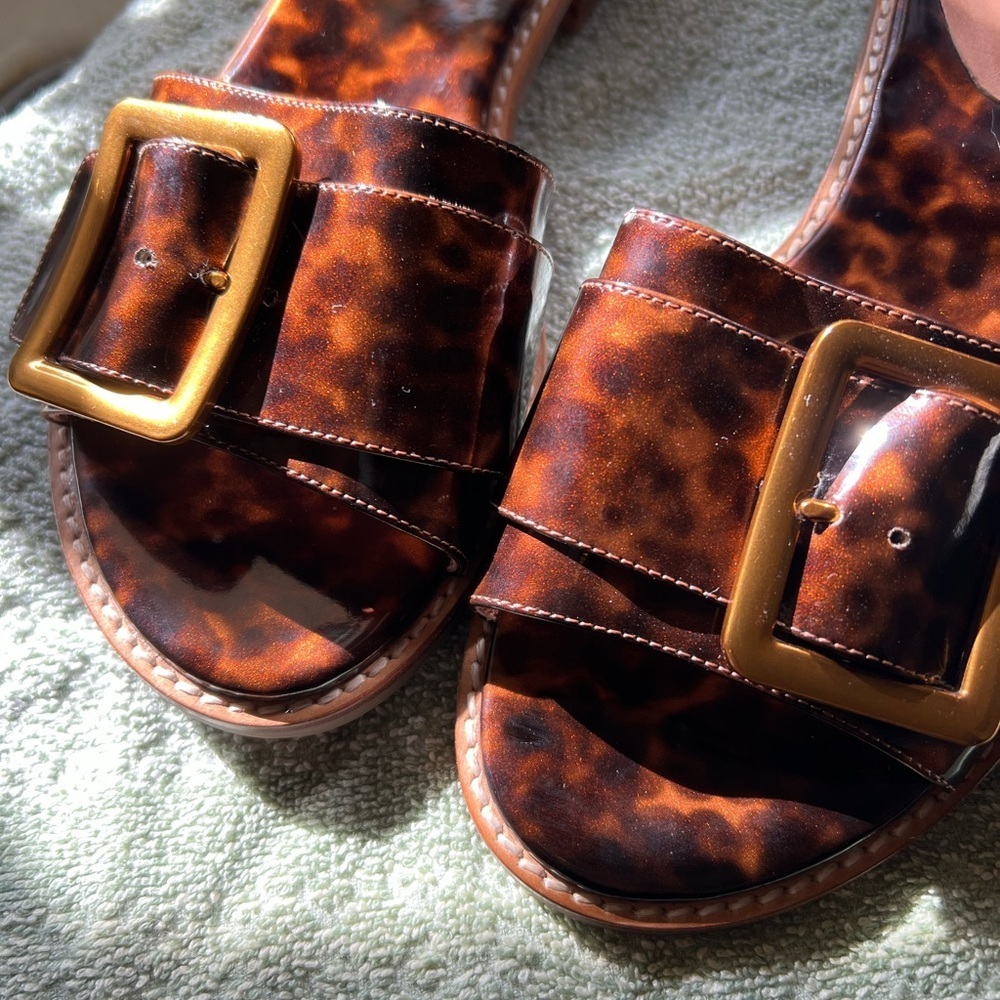 Jeffrey Campbell Free People Tortoise Brown Sandals with Gold Buckle - Picture 8 of 10